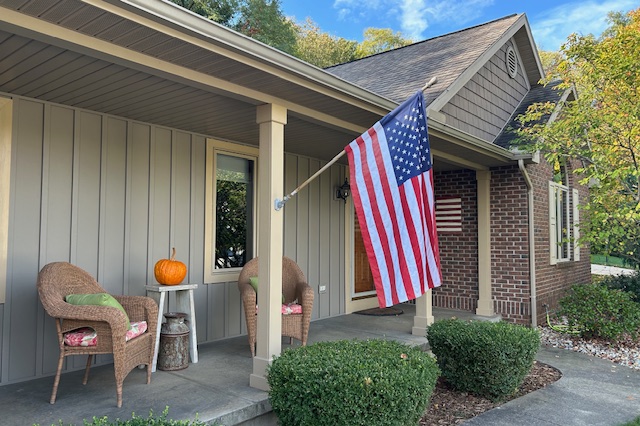 metal board and batten siding on a porch